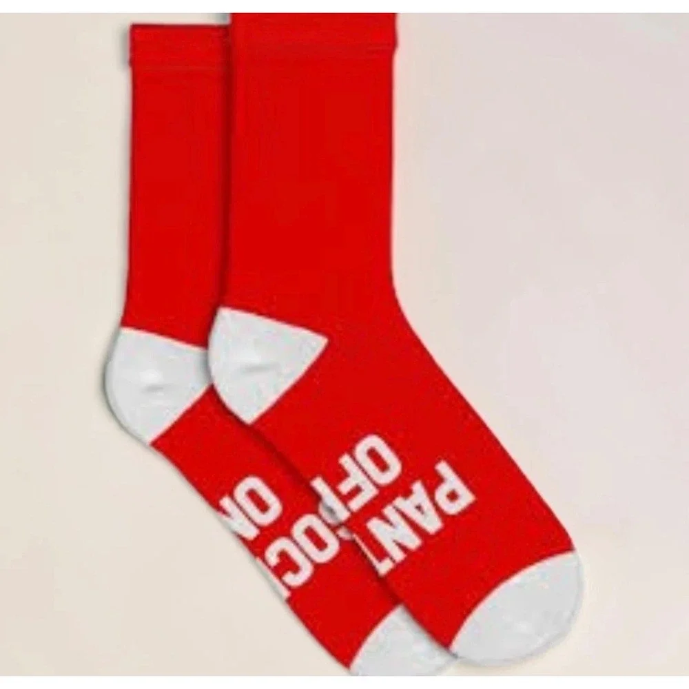 Tipsy Elves Pants Off Socks On Red White Novelty Crew Socks Women NEW